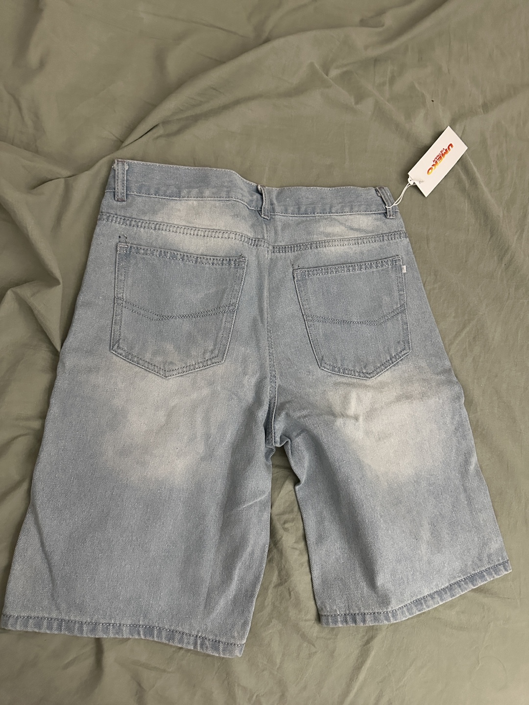 Men's Light Wash Denim Shorts with Distressing - photo 3