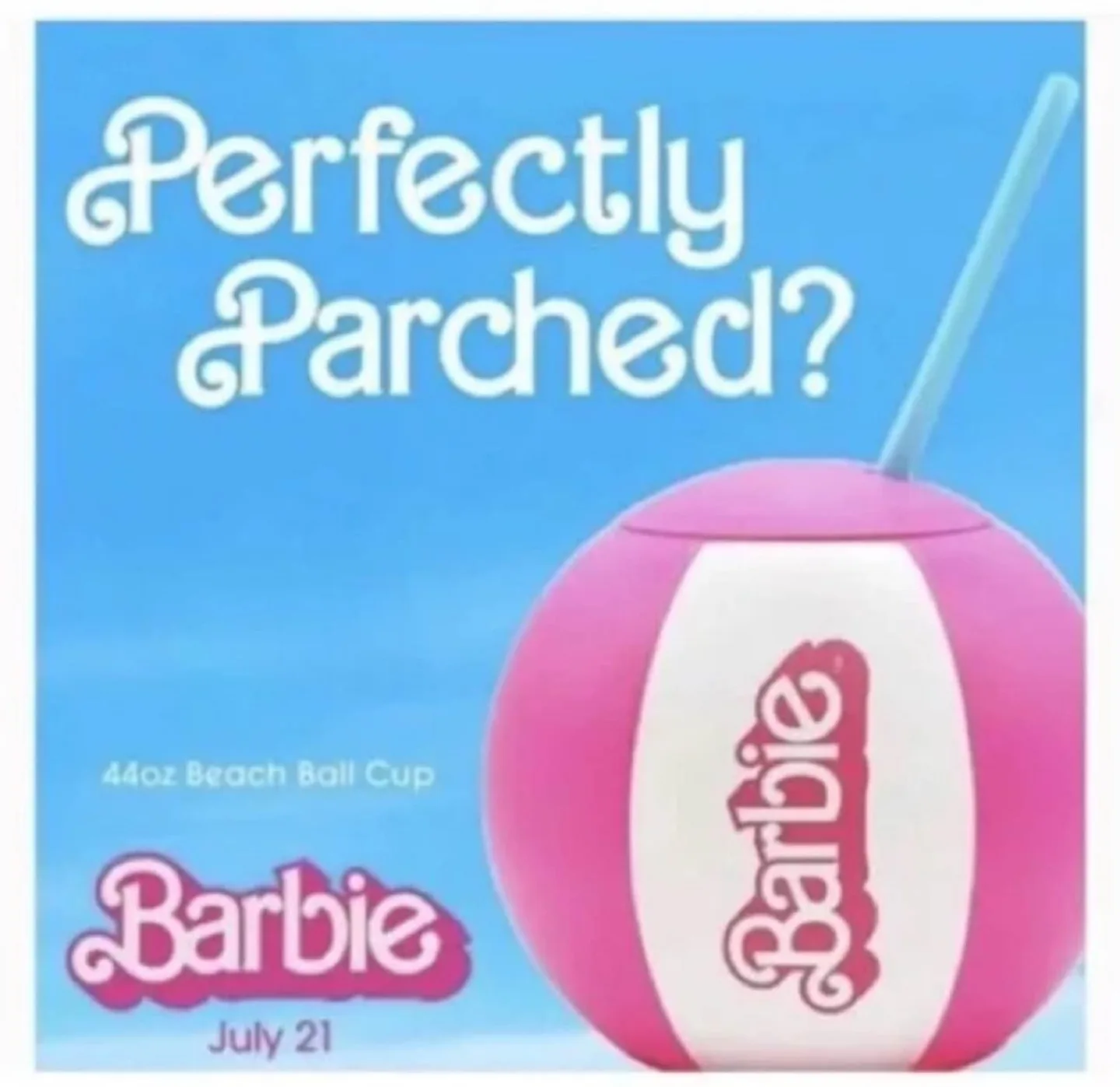 Barbie Movie (2023) Collectible Beach Ball Cup with Straw image indicator(2)