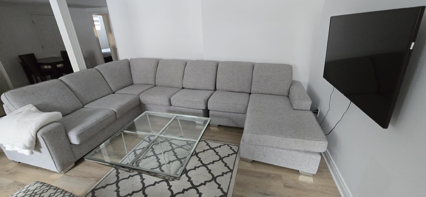 Grey L-Shaped Sectional Sofa - photo 2