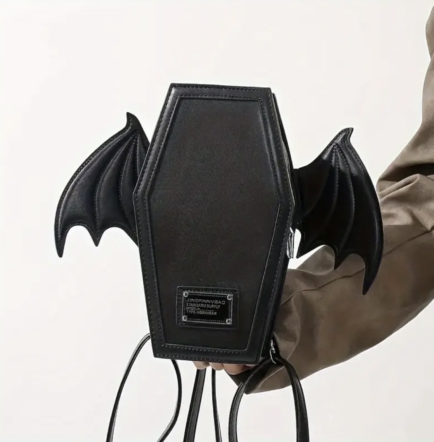 Coffin Shaped Backpack with Bat Wings