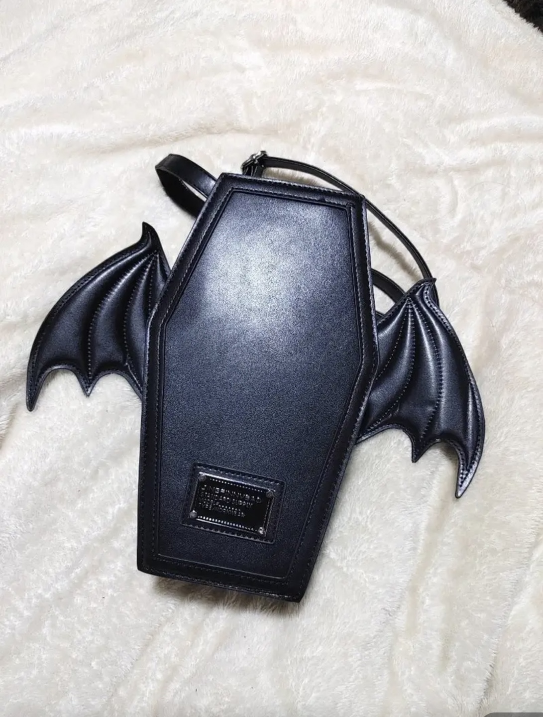 Coffin Shaped Backpack with Bat Wings - photo 3