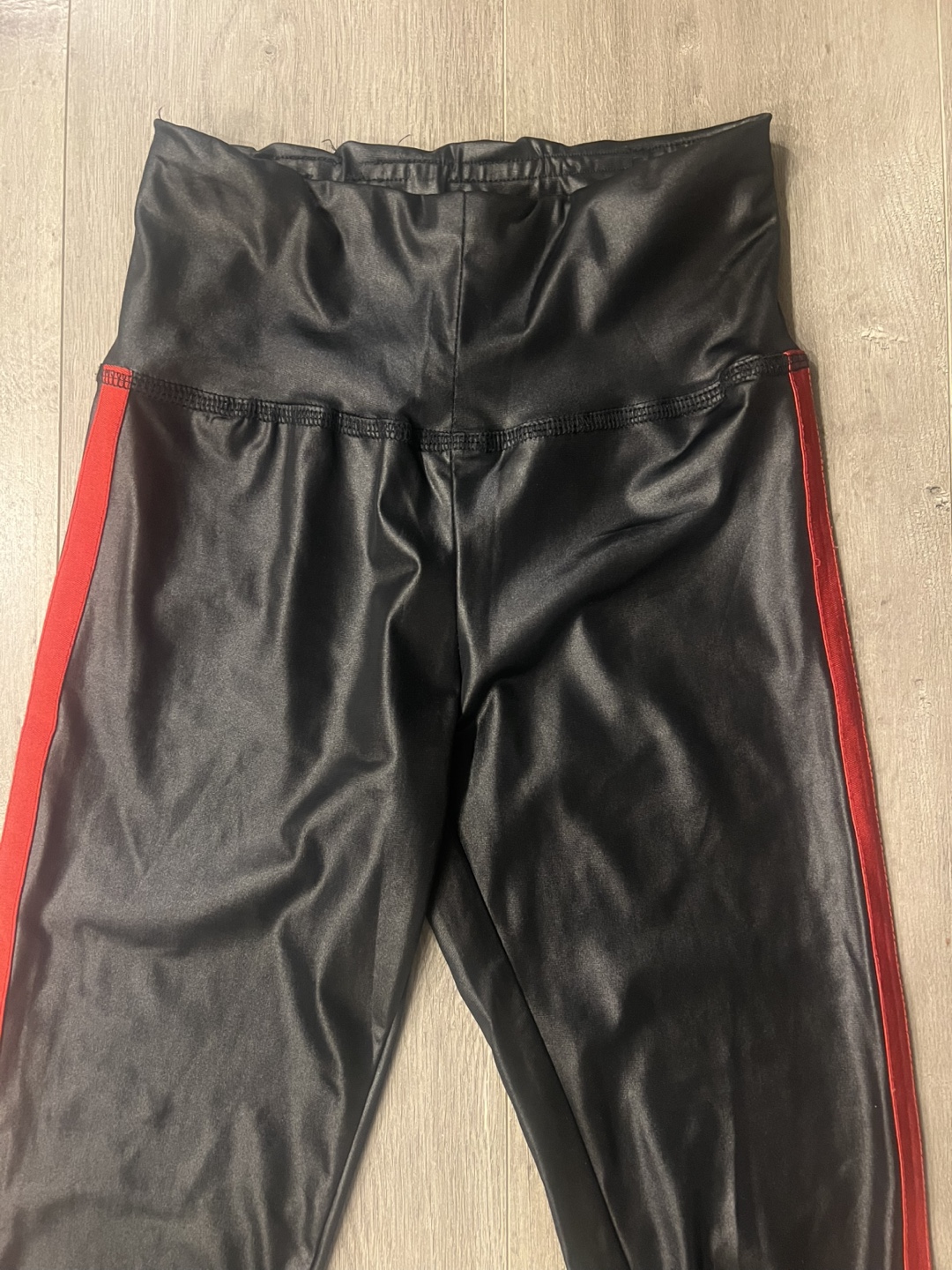 LA Classe Couture Couture Black Leggings with Red Stripes