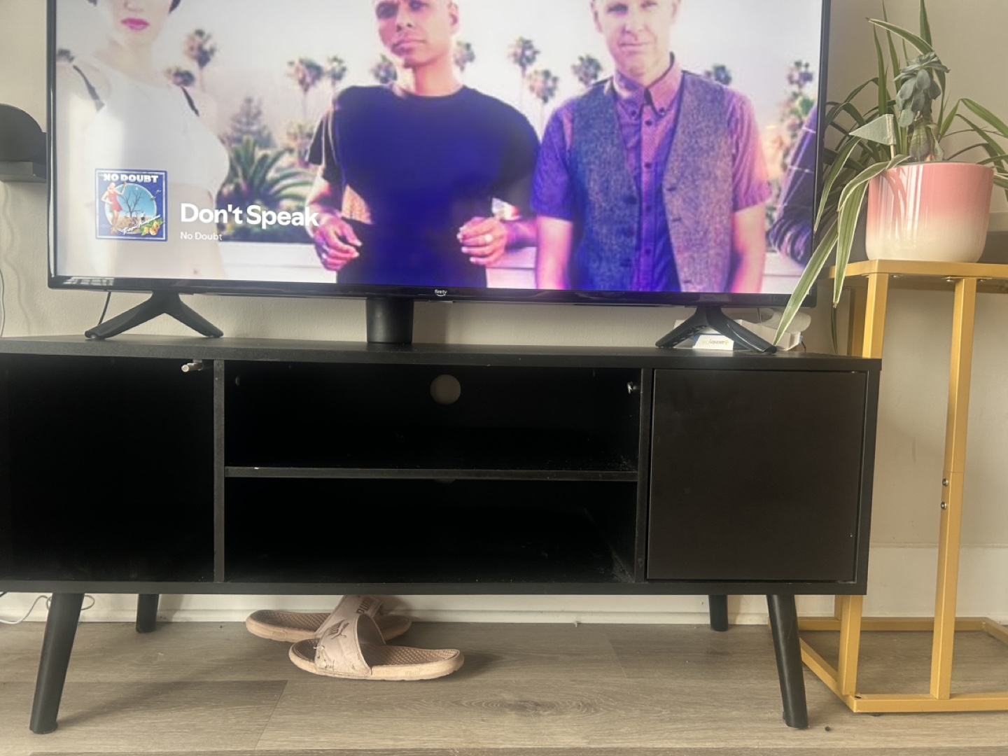 Black TV Stand with Storage - photo 2