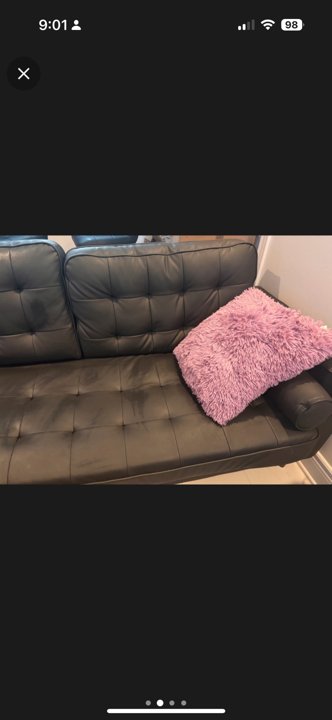 Black faux Leather Sofa - photo 2