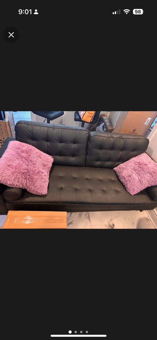 Black faux Leather Sofa