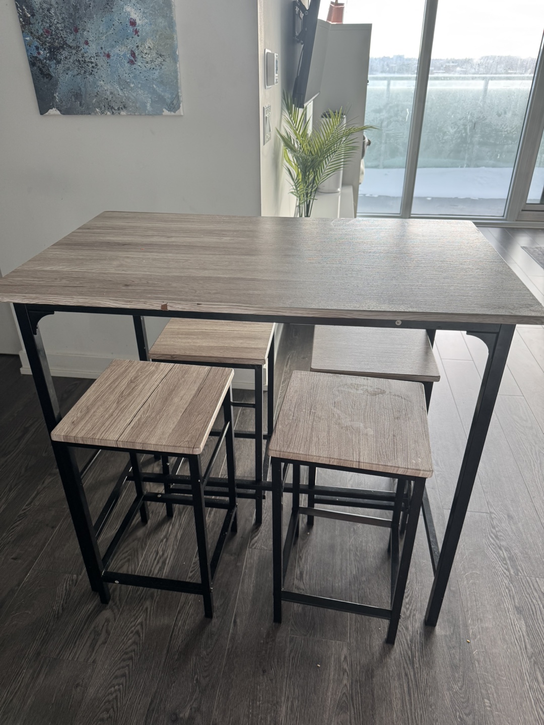 Kitchen Table Set with 4 Stools