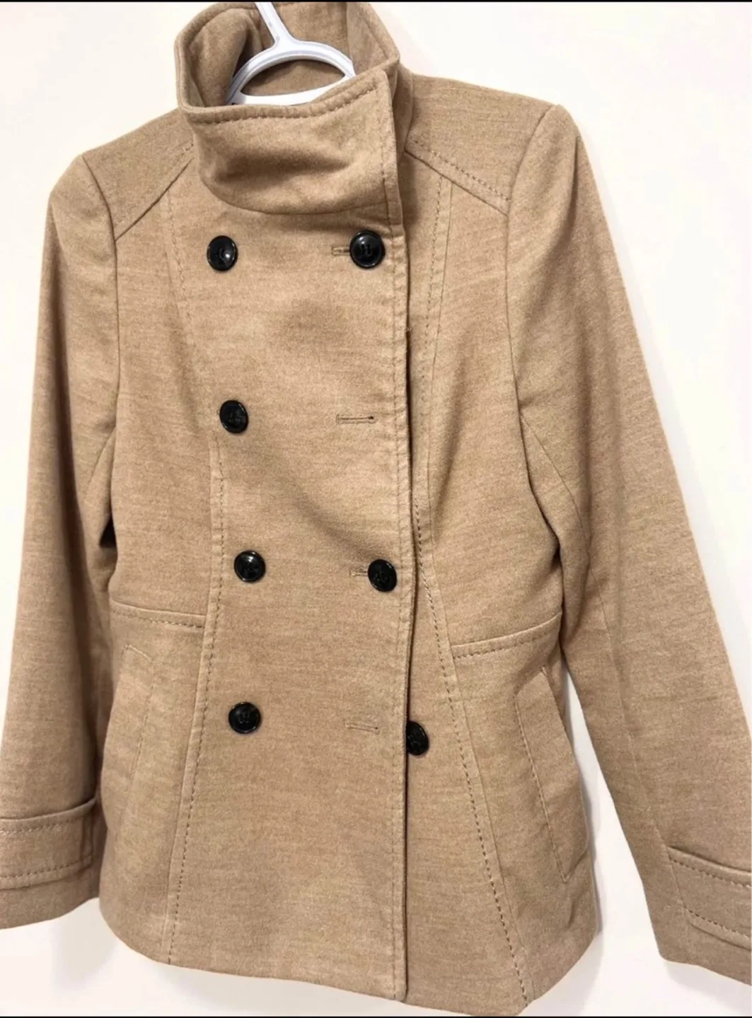 H&M Women's Peacoat, Size 6, Beige image indicator(3)