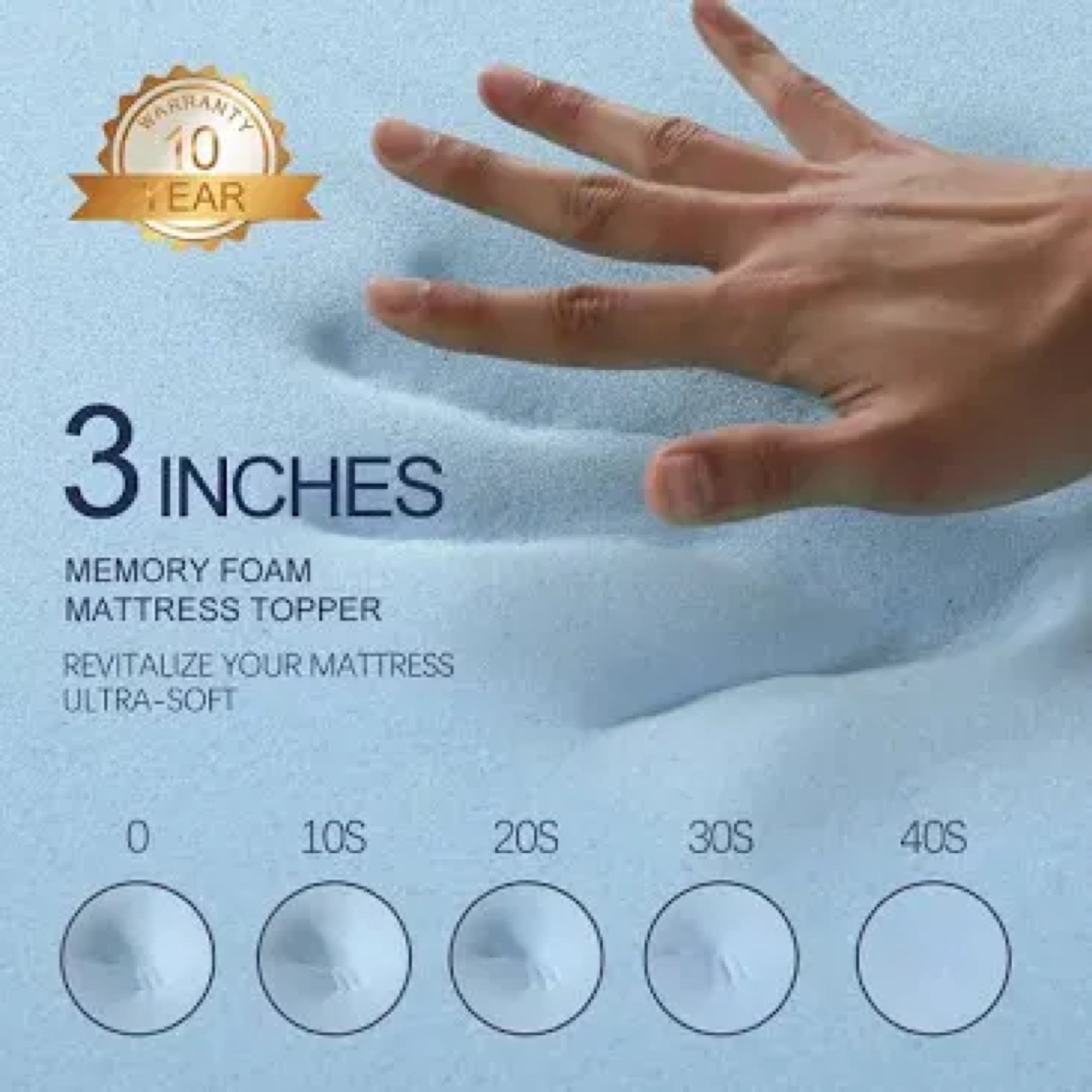 3 Inch Memory Foam Mattress Topper - Queen Size - photo 4