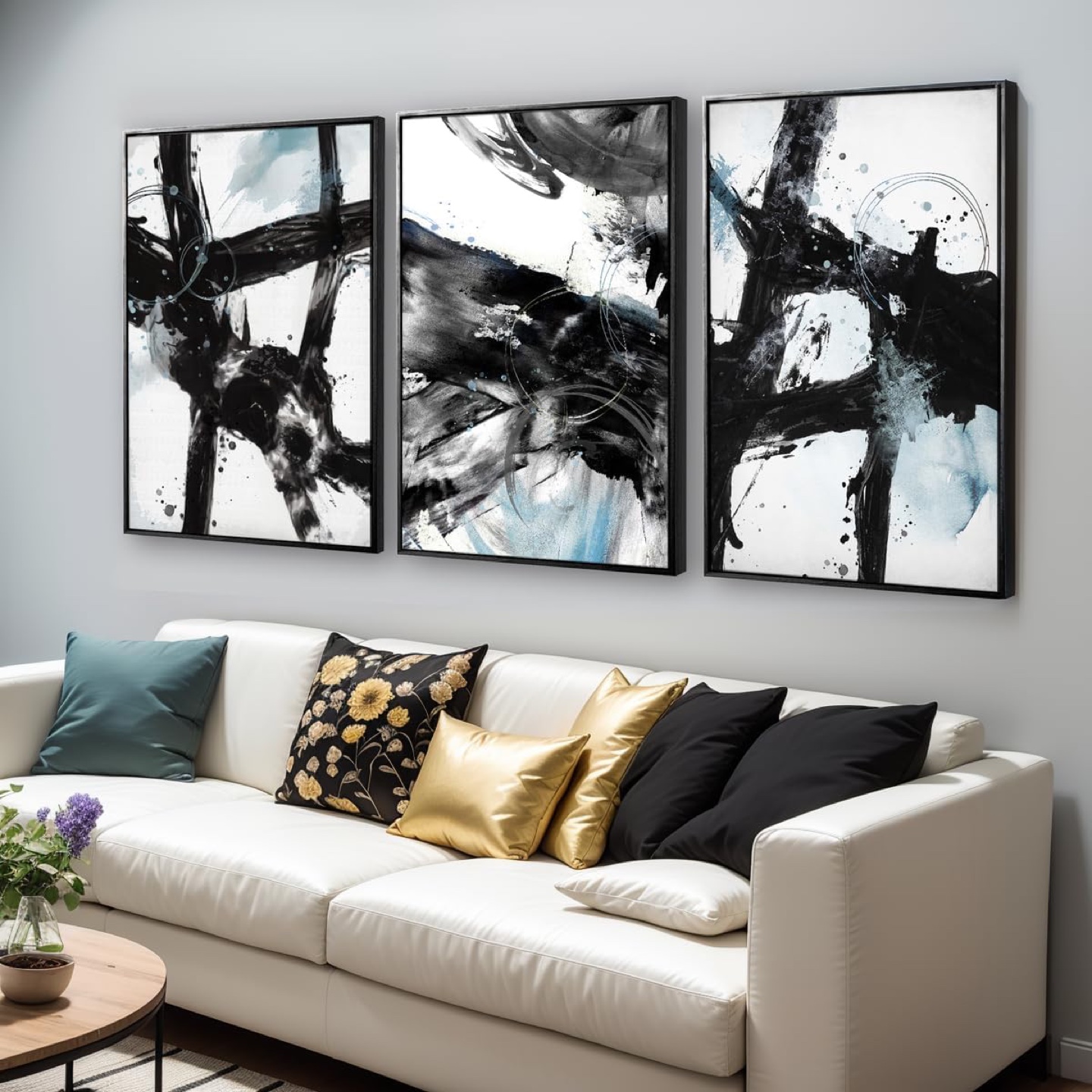 24inx32inx3 Abstract Triptych Wall Art (Brand New)