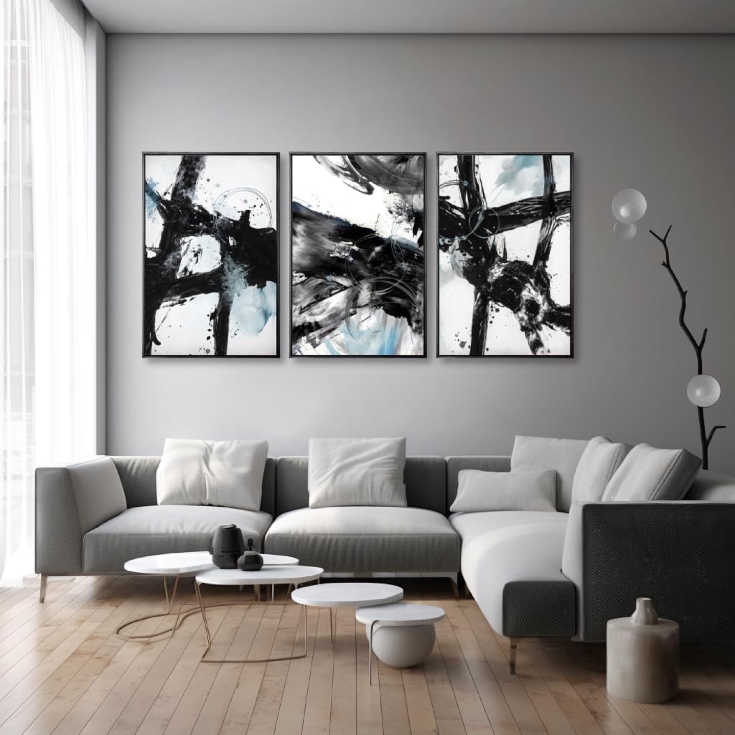 24inx32inx3 Abstract Triptych Wall Art (Brand New) - photo 2