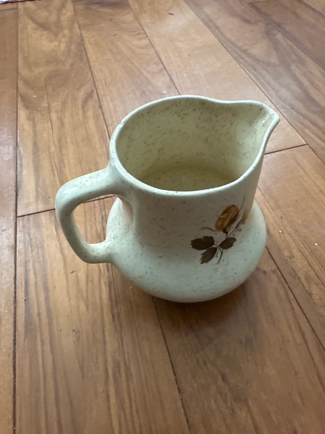 Vintage Speckled Cream Pitcher with Rose Design image indicator(2)