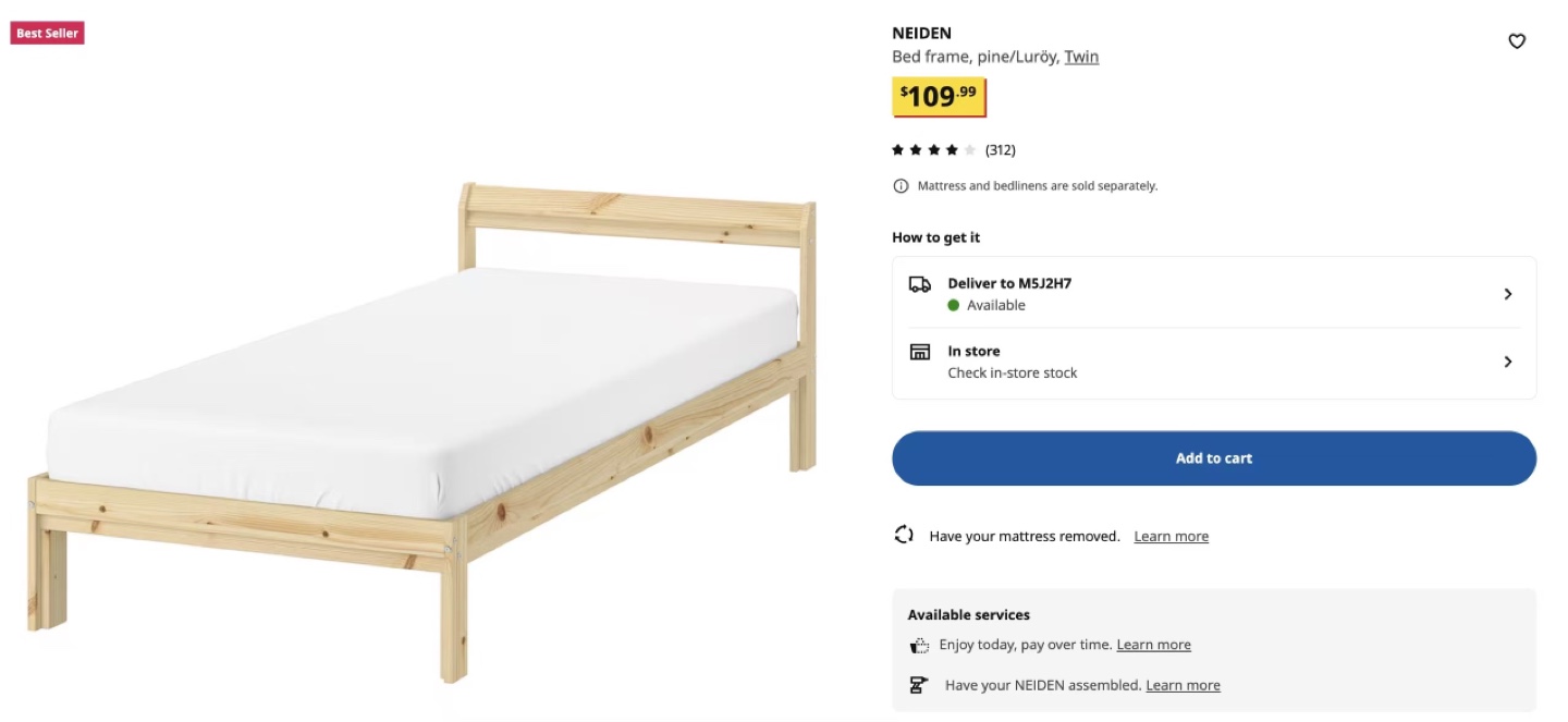 NEIDEN Twin Bed Frame - Pine