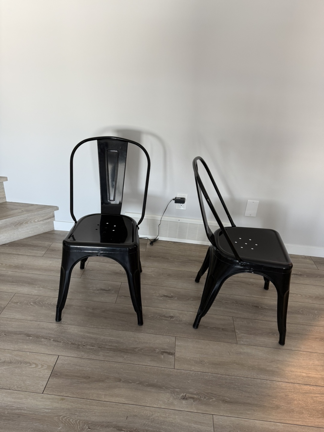 Pair of Black Metal Chairs