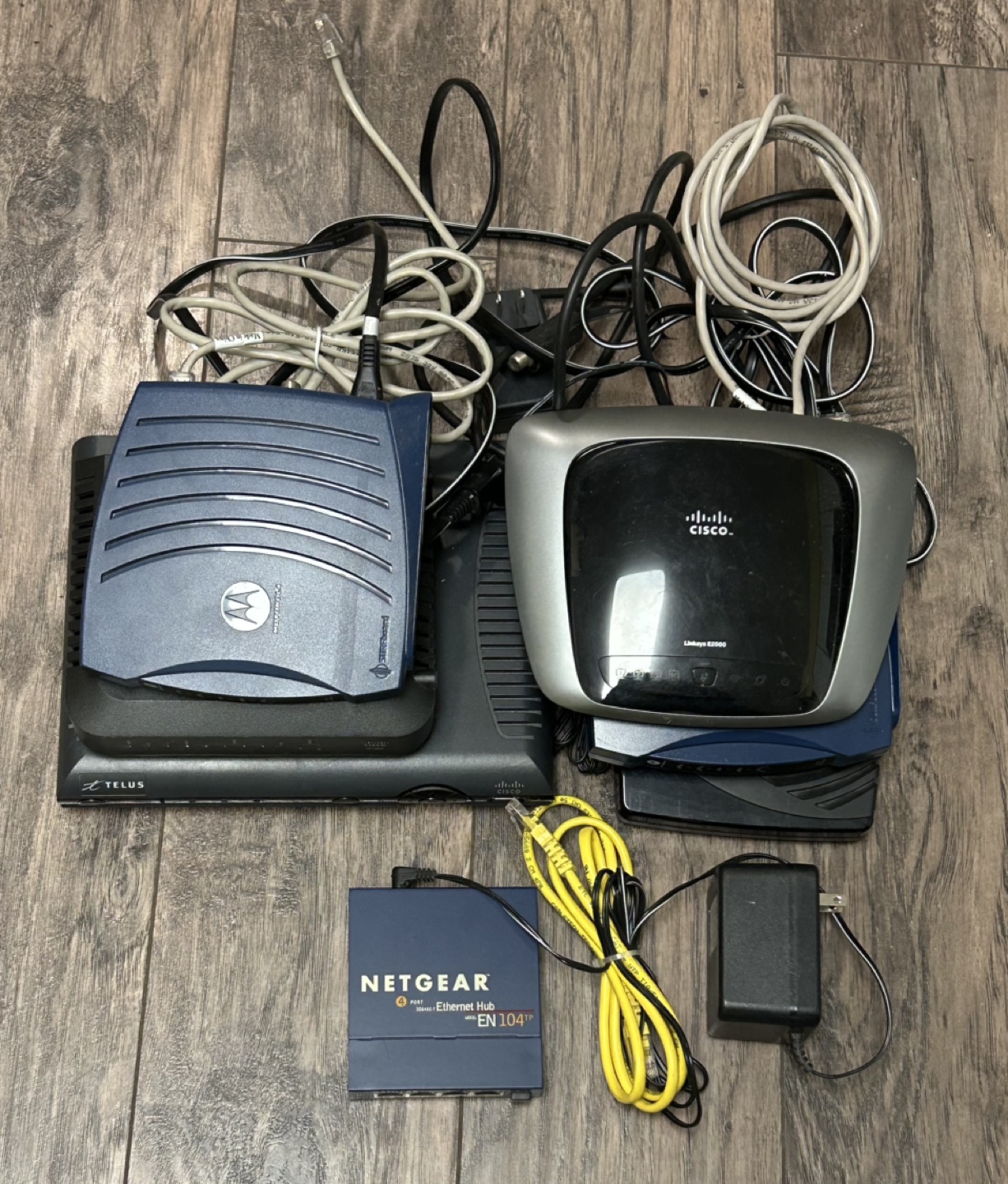 Networking Equipment Bundle: Modem, Router, Hub & Cables