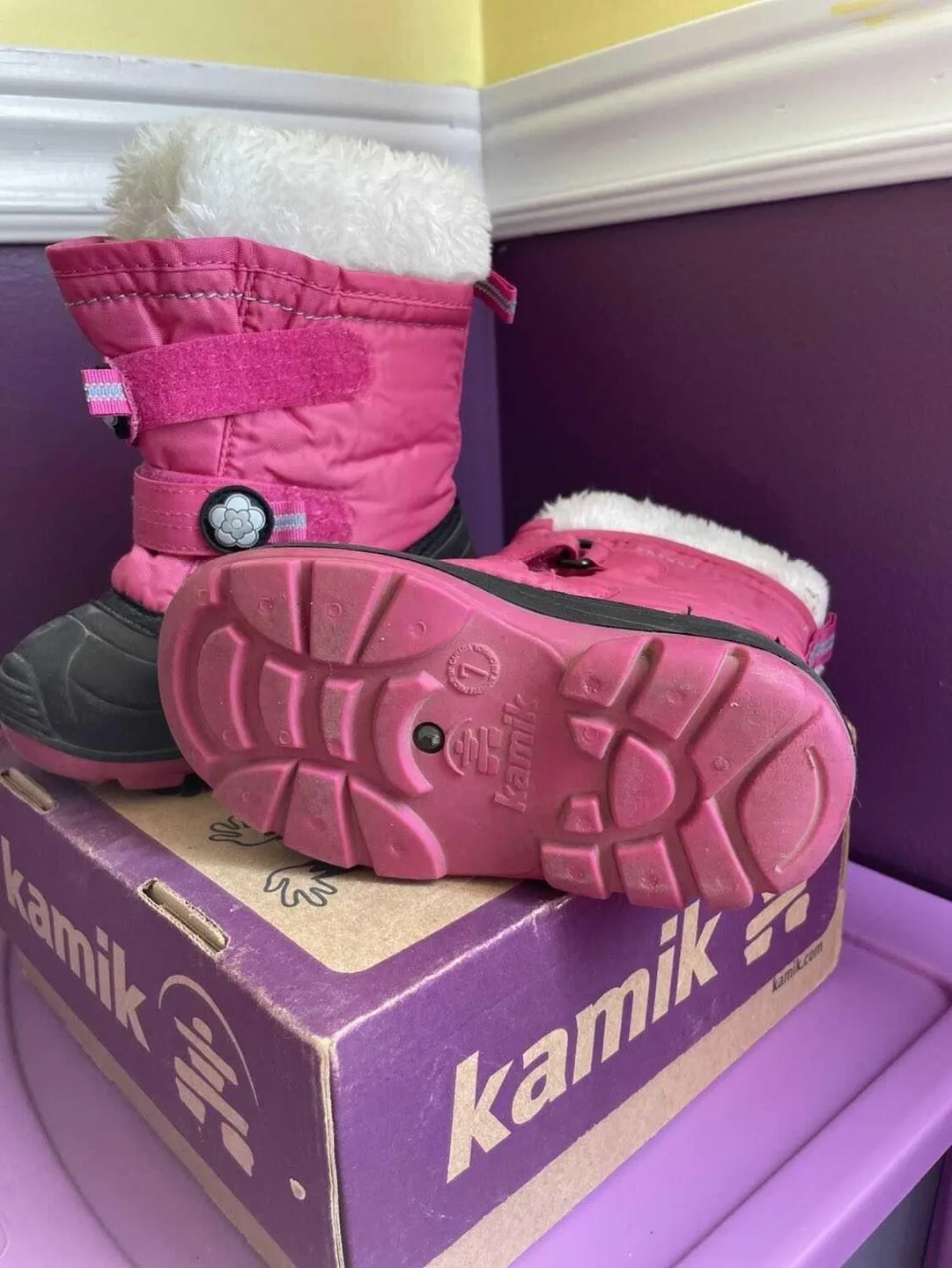 Kamik Girls' Pink Snow Boots Size 7 image indicator(2)