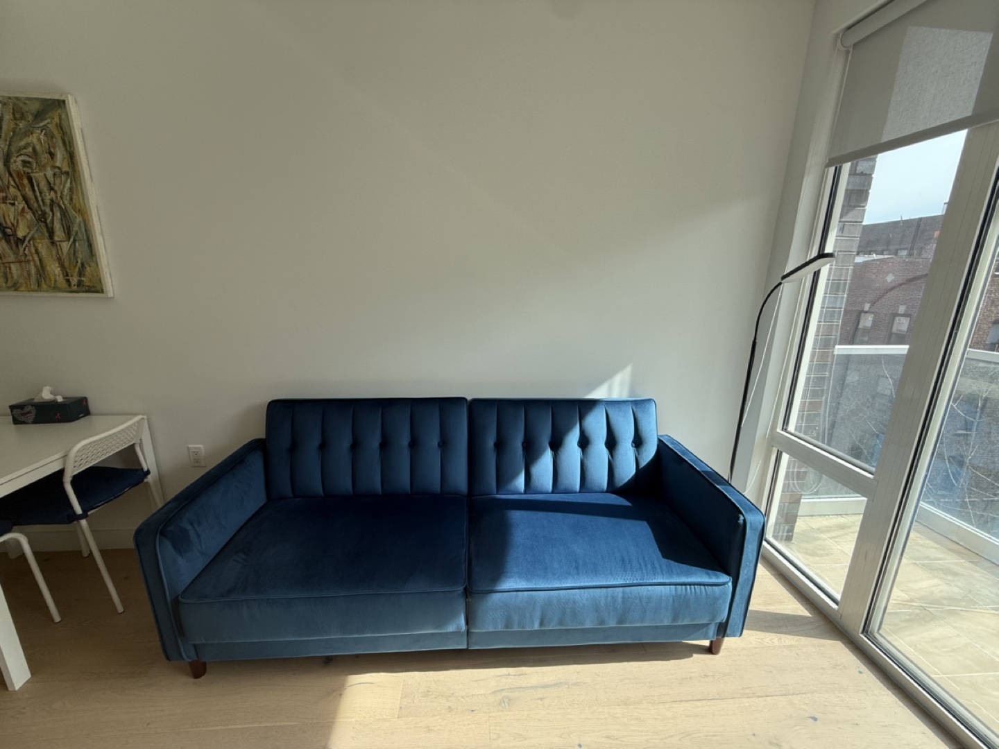 Velvet Blue Futon Sofa Sleeper