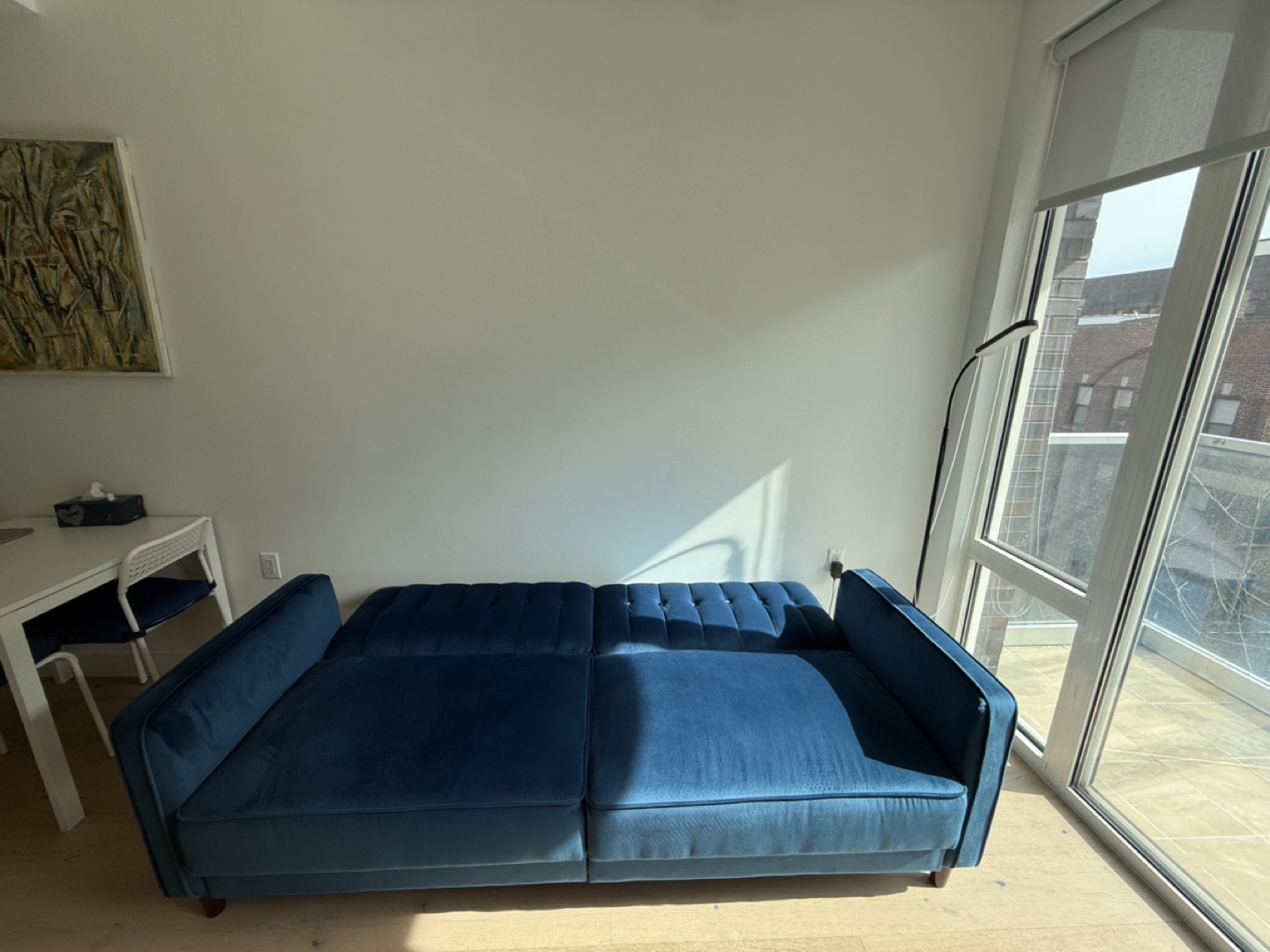 Velvet Blue Futon Sofa Sleeper - photo 2