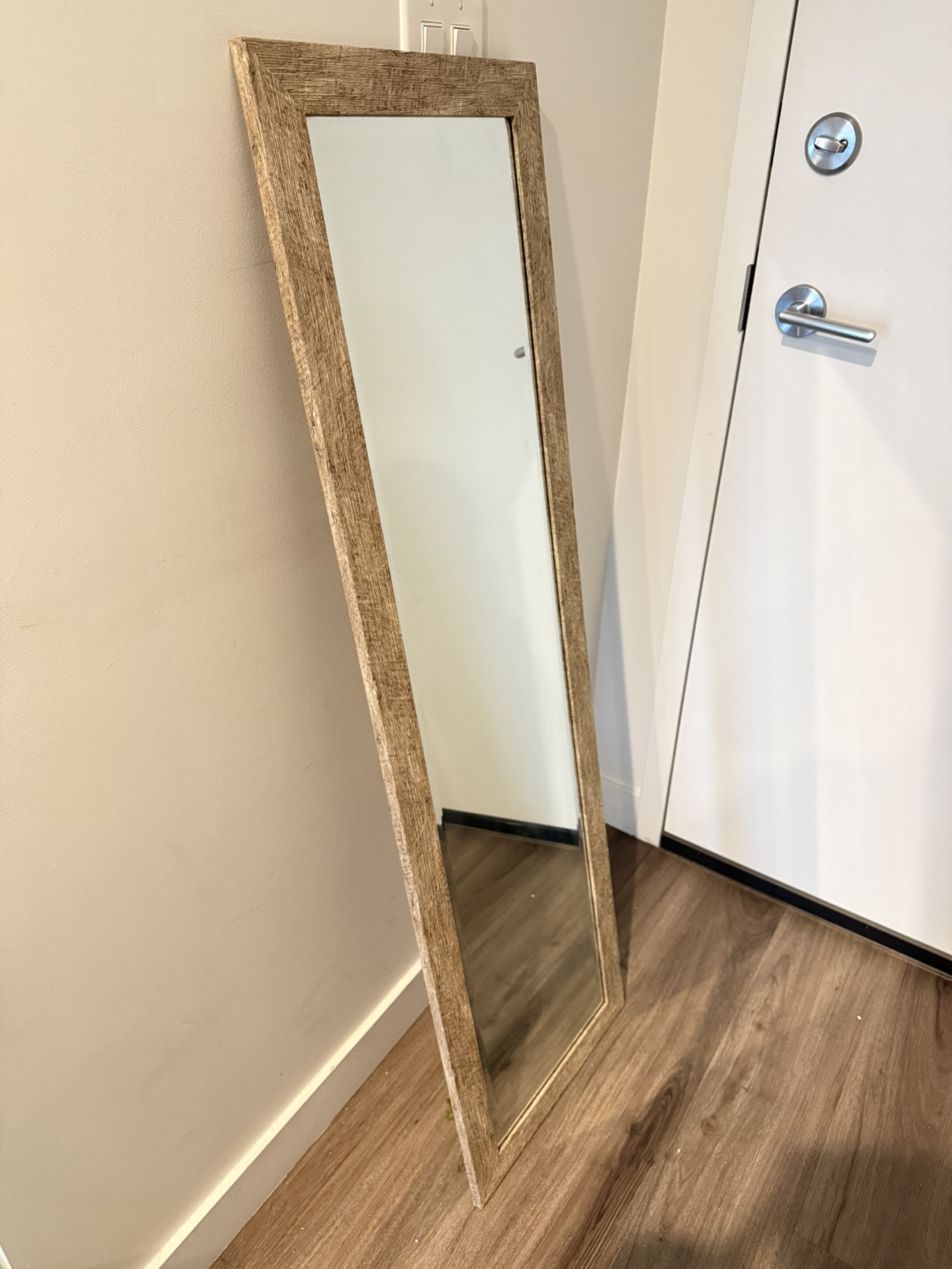 Full-Length Leaner Mirror with Light Brown Frame - photo 2