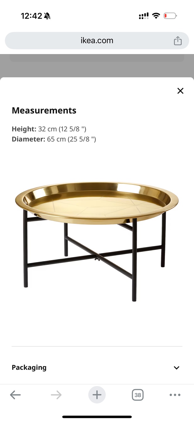 IKEA Gold Coffee Tray Table - photo 2