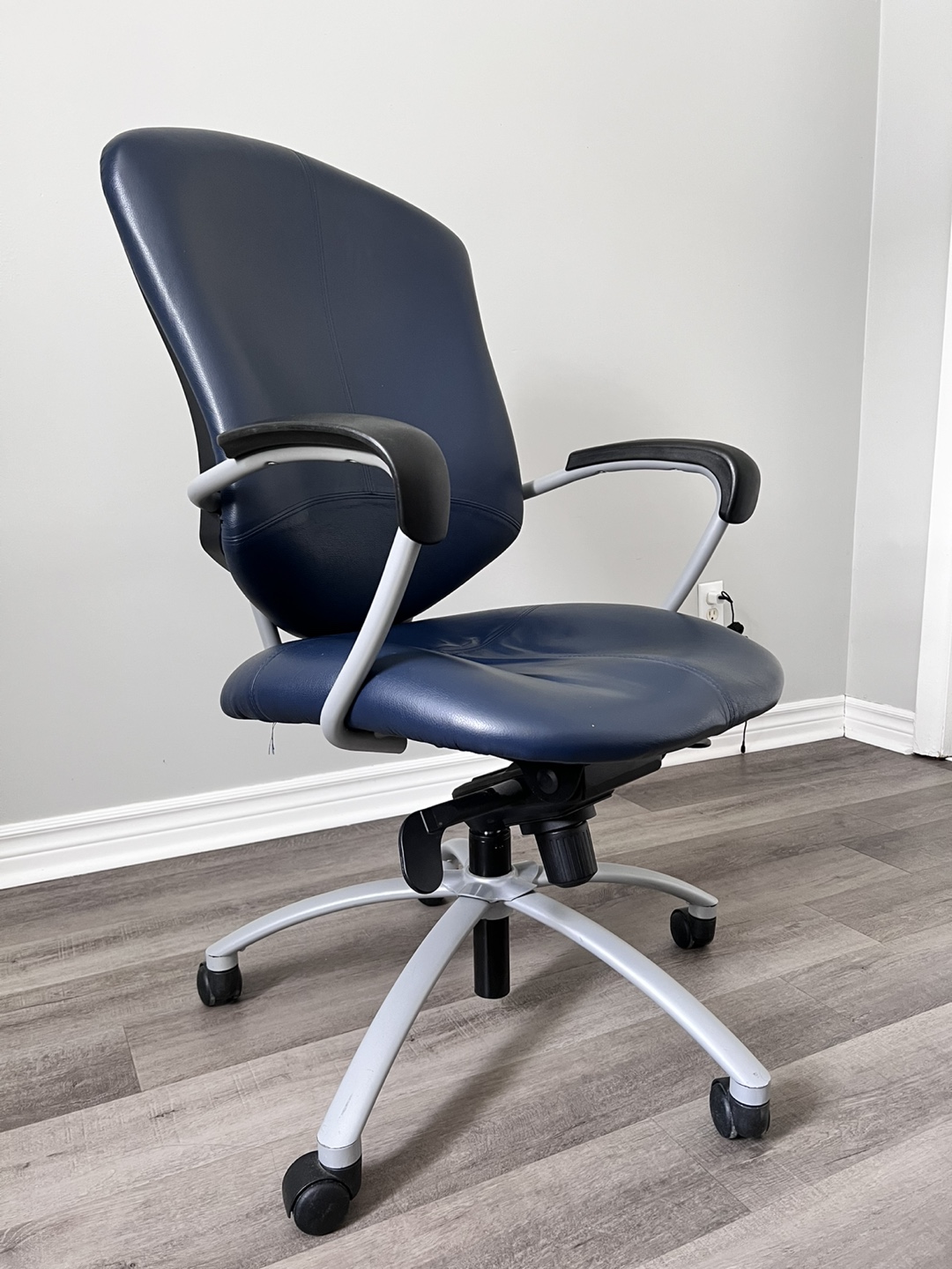Office Chair - Blue Leather, Adjustable