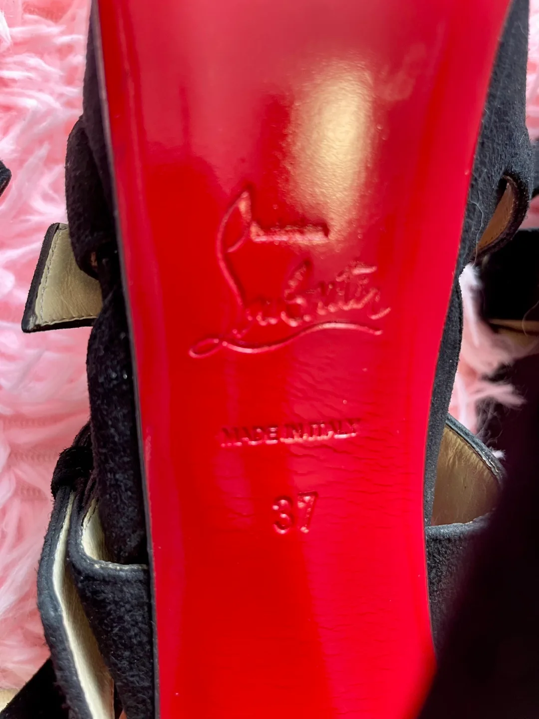 Christian Louboutin Black Suede Buckle Sandals Size 37 image indicator(3)