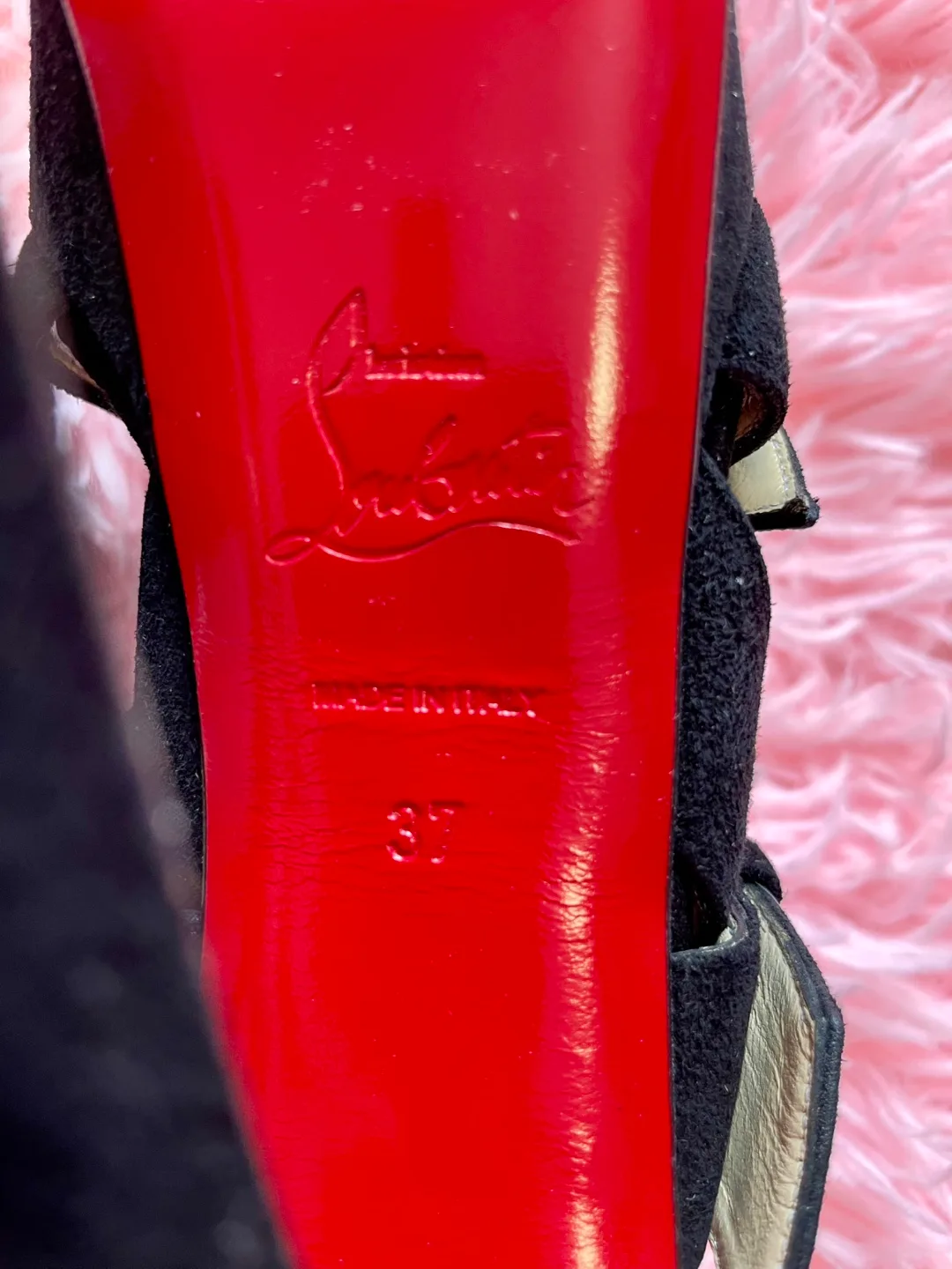 Christian Louboutin Black Suede Buckle Sandals Size 37 image indicator(4)