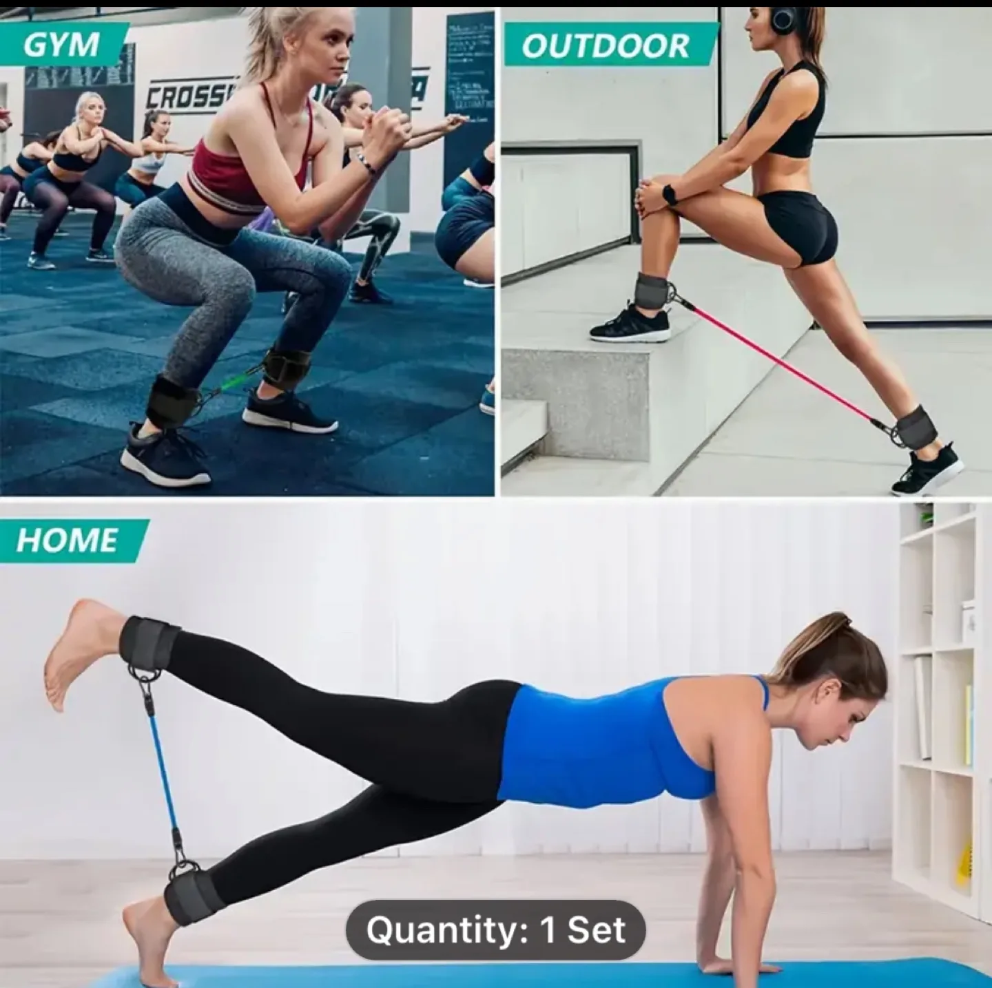 💚Ankle Resistance Bands with Cuffs - 3 Resistance Levels image indicator(2)