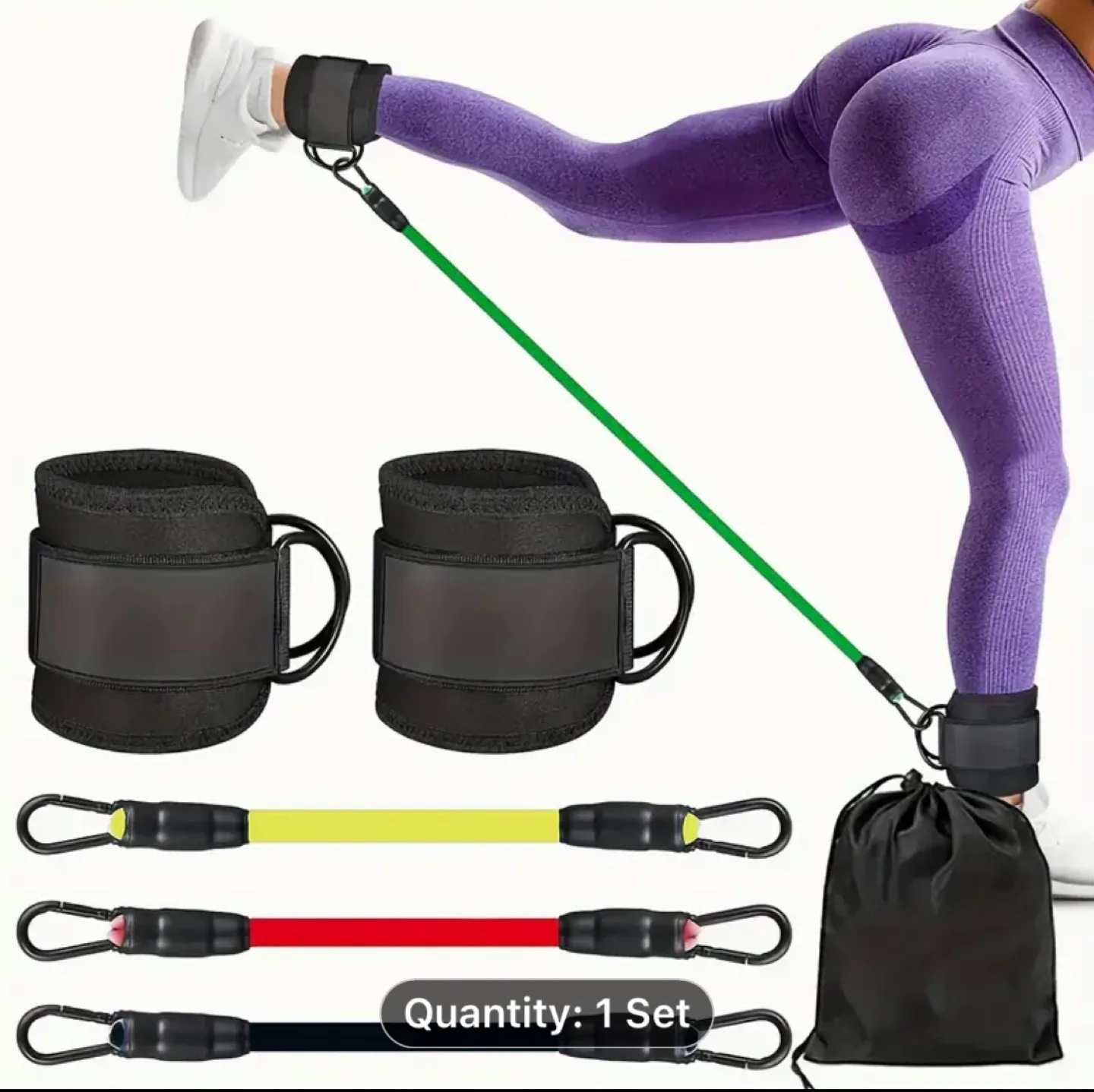 💚Ankle Resistance Bands with Cuffs - 3 Resistance Levels image indicator(4)