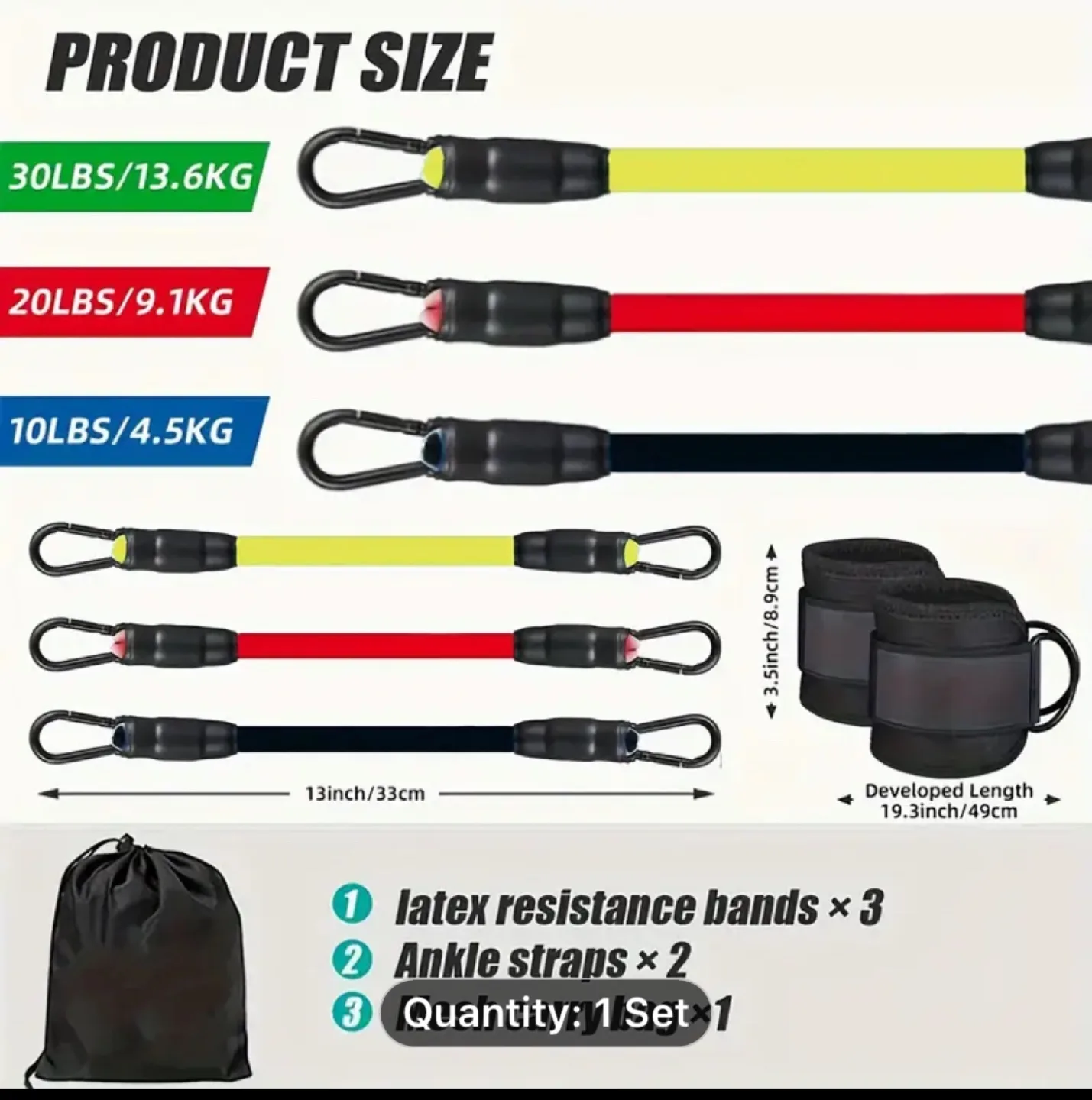💚Ankle Resistance Bands with Cuffs - 3 Resistance Levels image indicator(3)
