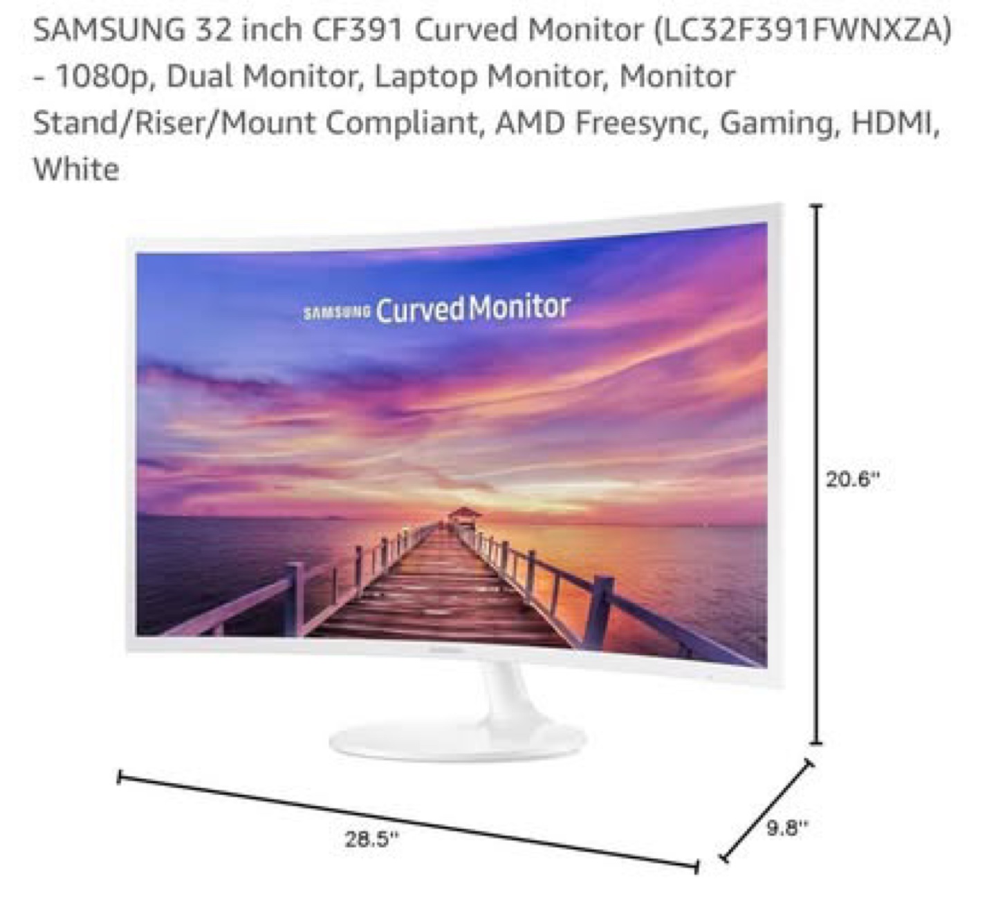 Samsung 32 inch CF391 Curved Monitor - White