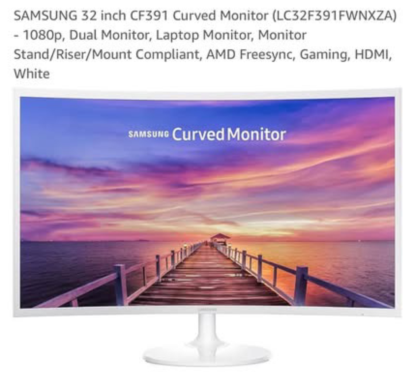 Samsung 32 inch CF391 Curved Monitor - White - photo 2