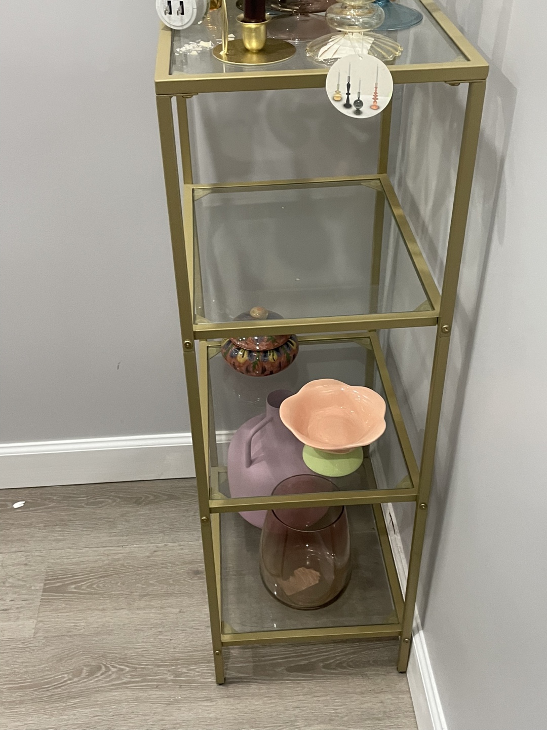 Gold Metal and Glass 4-Tier Shelf - photo 2