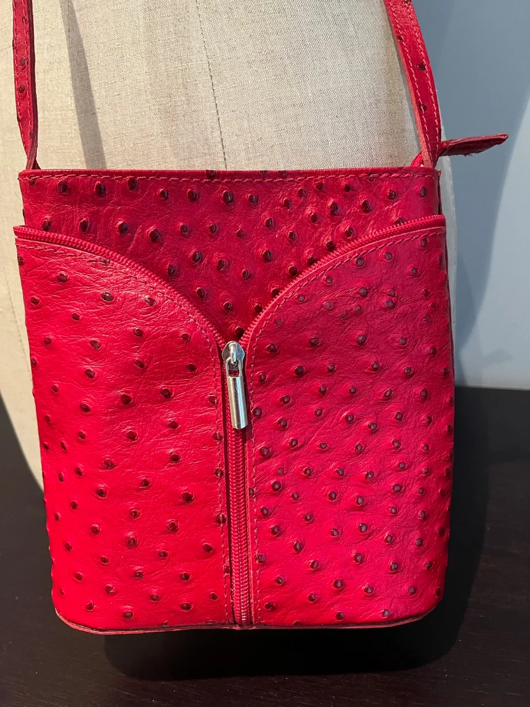 Red  Leather Crossbody Purse thumbnail