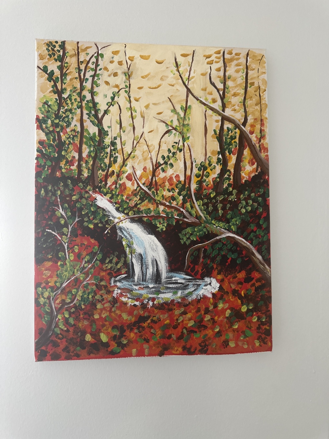 Autumn Waterfall Painting