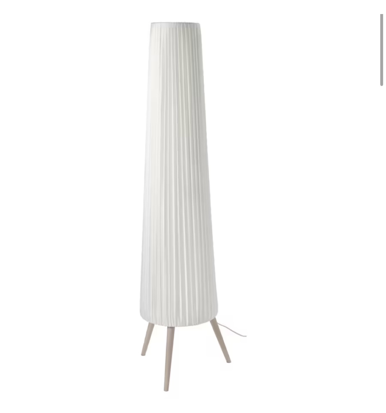Tall Pleated Floor Lamp with Wooden Legs - photo 2