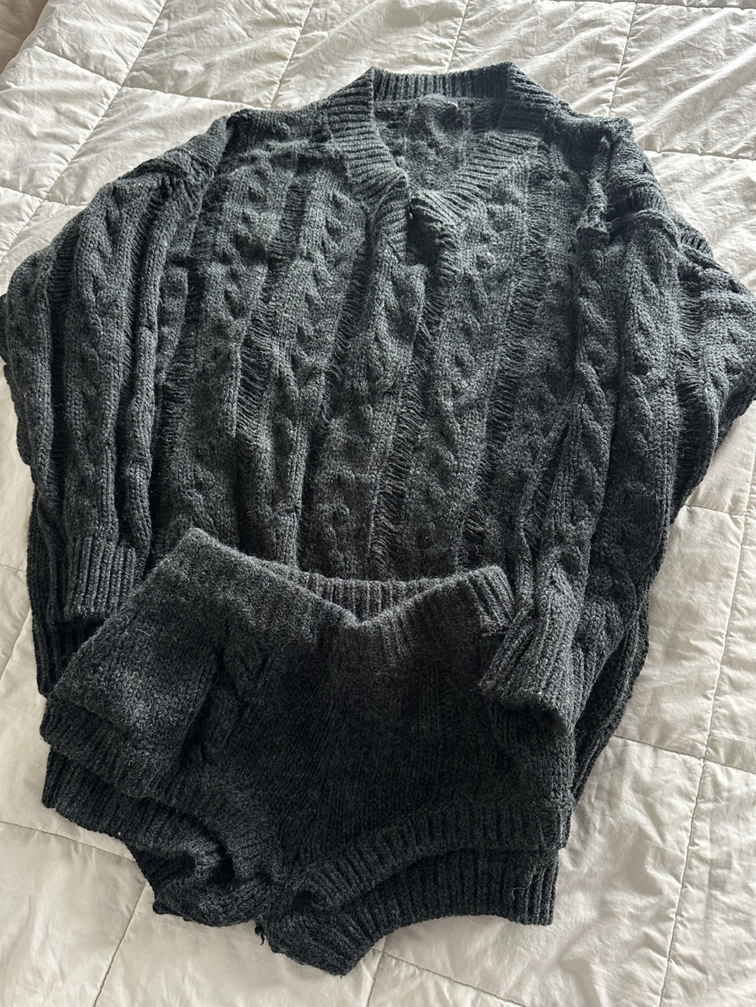 Cozy Cable Knit Cardigan and Shorts Set