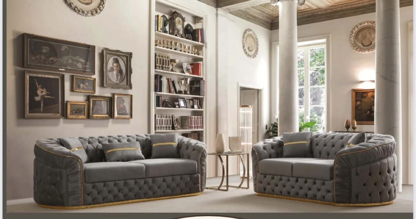 Sofa and love seat in velvet fabric image indicator(2)