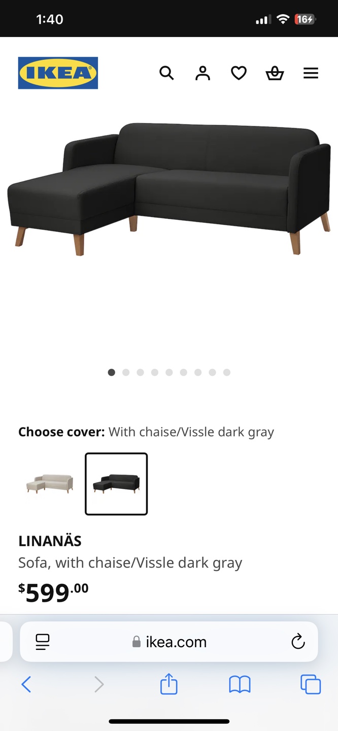 IKEA LINANÄS Sofa with chaise longue - Dark Gray - photo 5