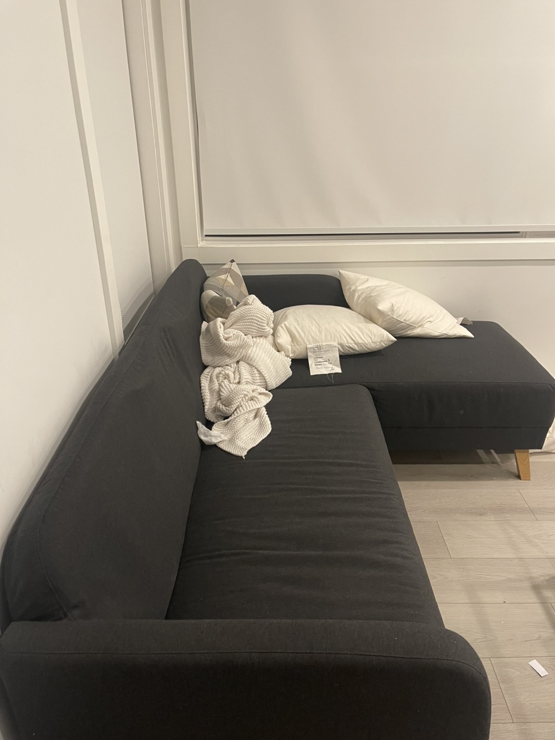 IKEA LINANÄS Sofa with chaise longue - Dark Gray