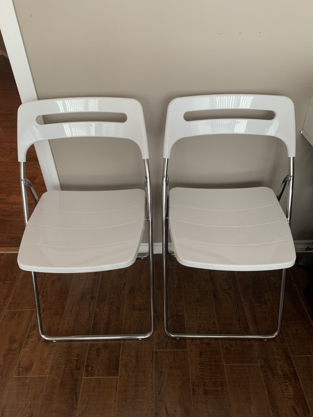 Pair of White Folding Chairs, IKEA NISSE