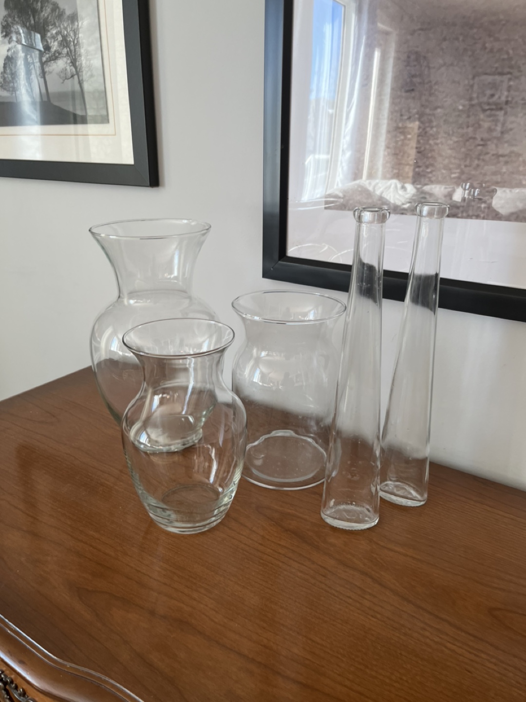 Set of 5 Glass Vases