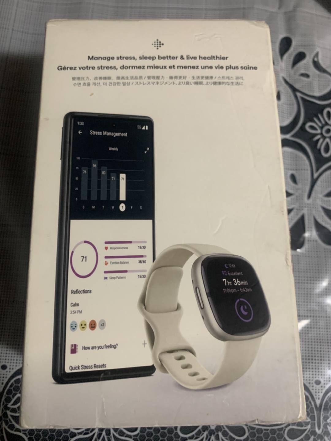 Fitbit Sense 2 Smartwatch - Lunar White - Brand New - photo 3