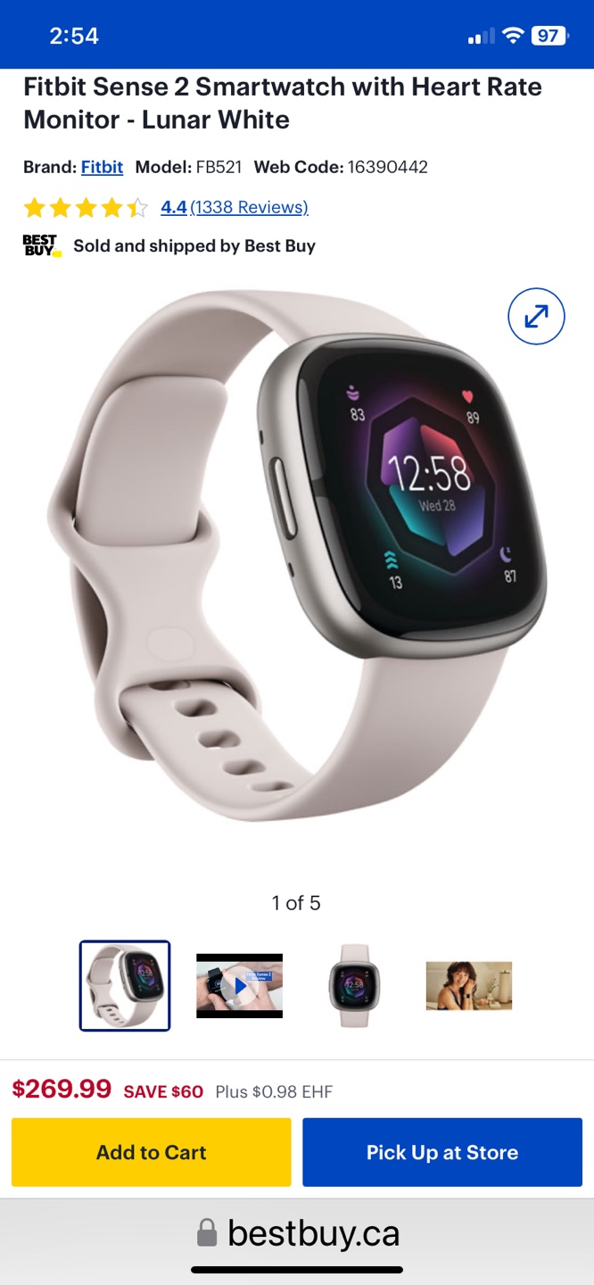 Fitbit Sense 2 Smartwatch - Lunar White - Brand New