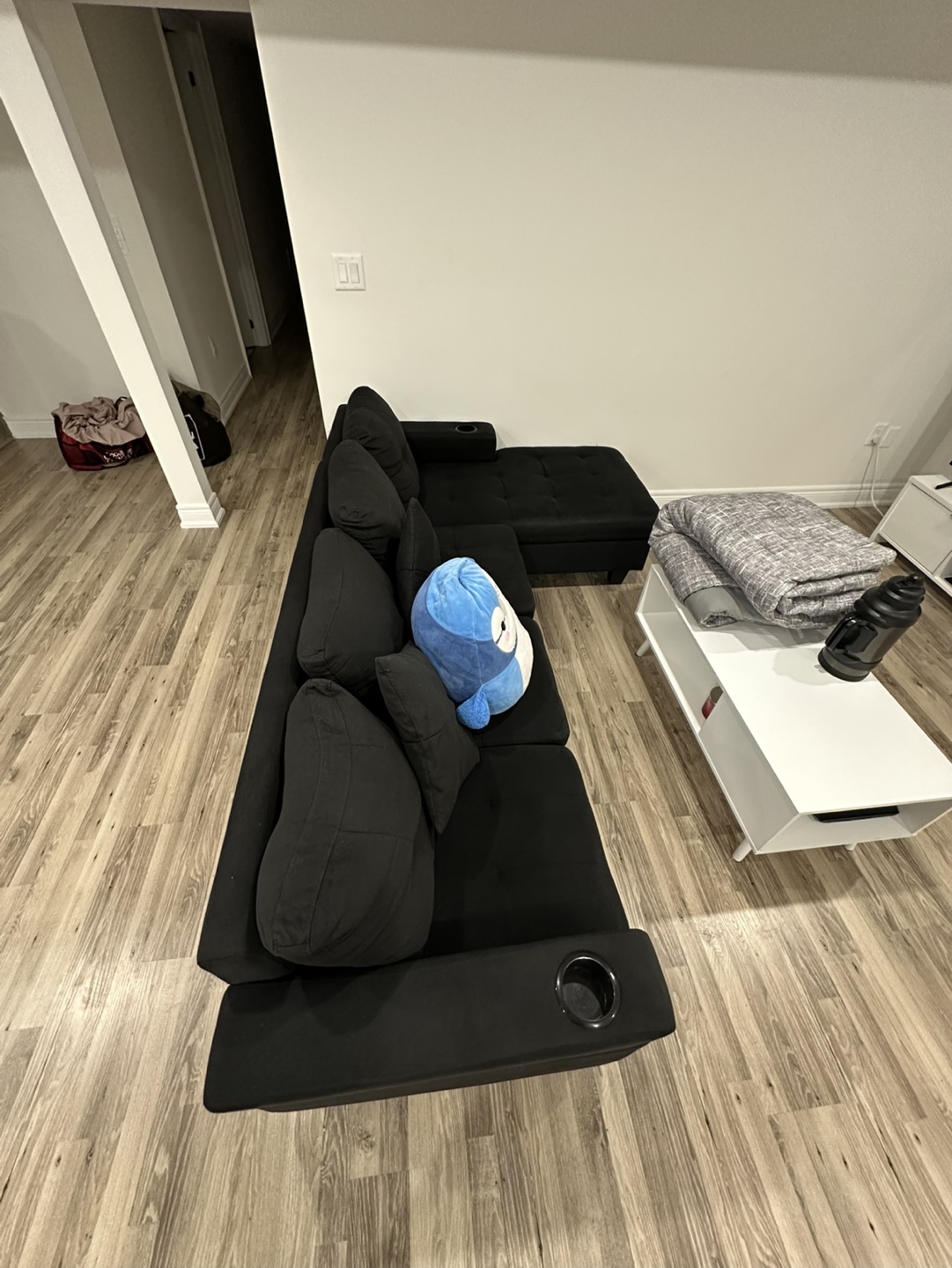 Black L-Shaped Sectional Sofa with Storage - photo 2