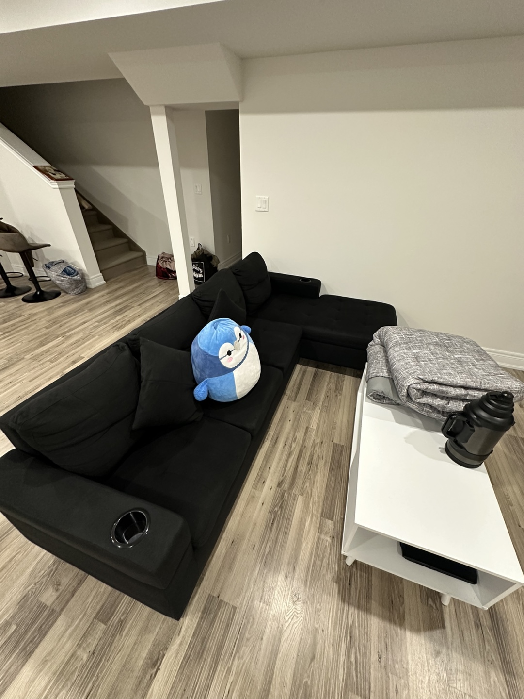 Black L-Shaped Sectional Sofa with Storage - photo 3