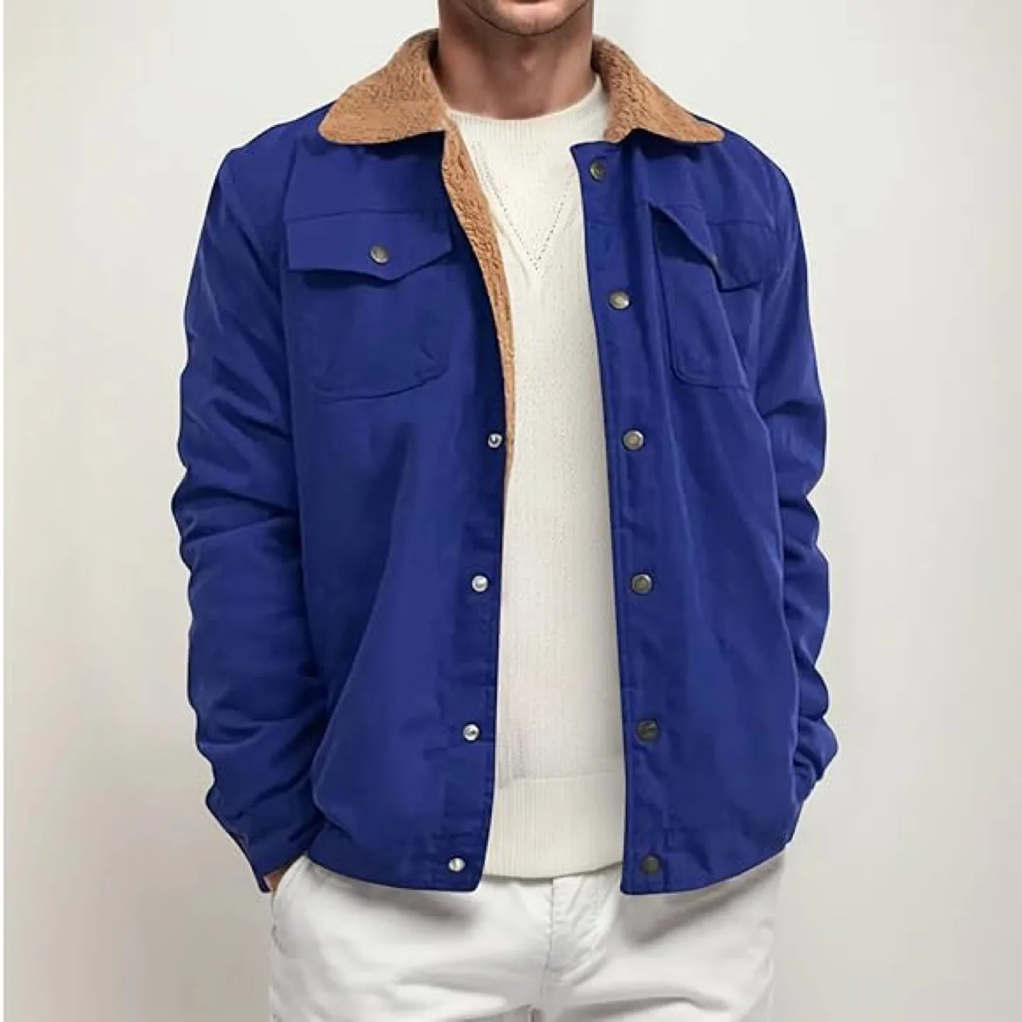 Men's Sherpa Lined Jacket - Blue