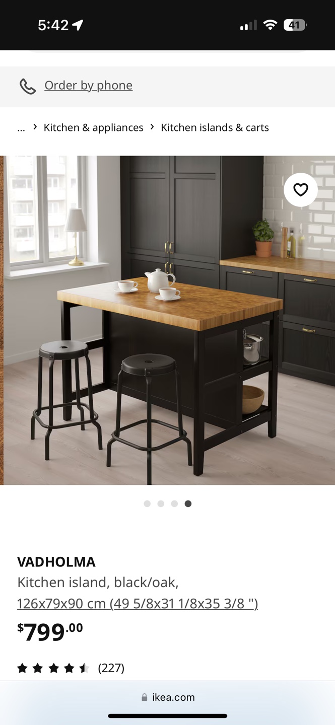 IKEA VADHOLMA Kitchen Island - Black/Oak - photo 3