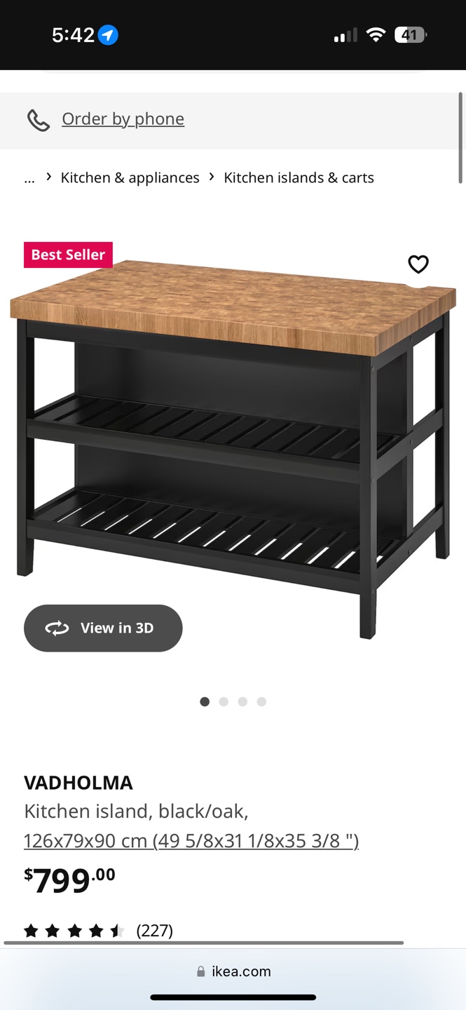 IKEA VADHOLMA Kitchen Island - Black/Oak - photo 2