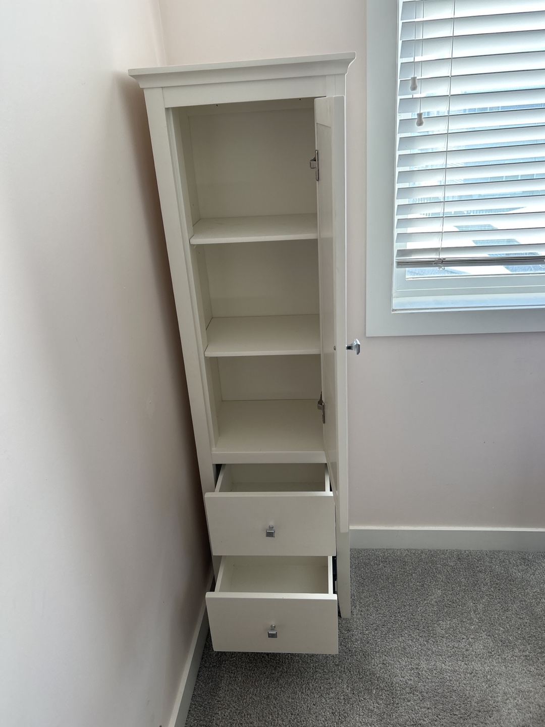 White Bathroom Cabinet with Mirror and Drawers - photo 2