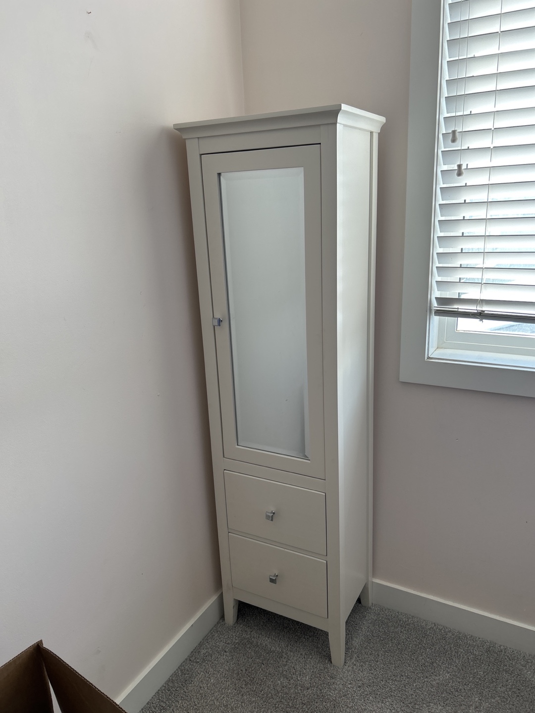 White Bathroom Cabinet with Mirror and Drawers - photo 3
